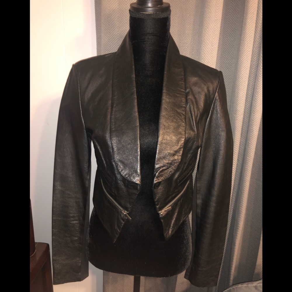 BCBG Crop Leather Jacket...Size S